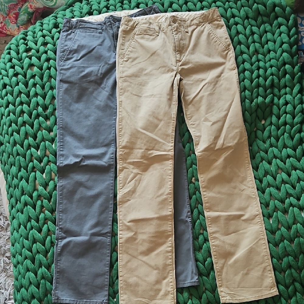 Lot Of 2 GAP Kids Size 16 Khakis Tan And Grey